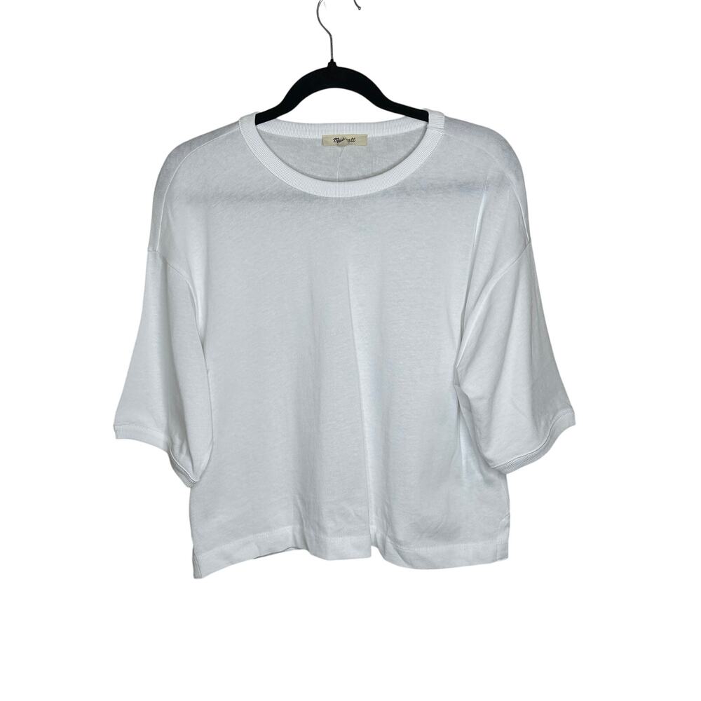 Madewell NWT Womens XXS Relaxed Boxy Tee White Cotton Jersey Crop T-Shirt NS573